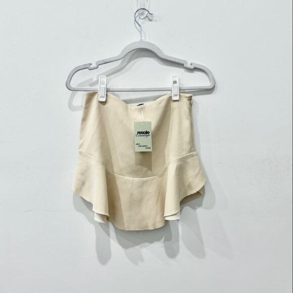 Zara Pull On High Waisted Ruffle Trim Flared Mini Skirt Cream Women's Size XS - Picture 2 of 5